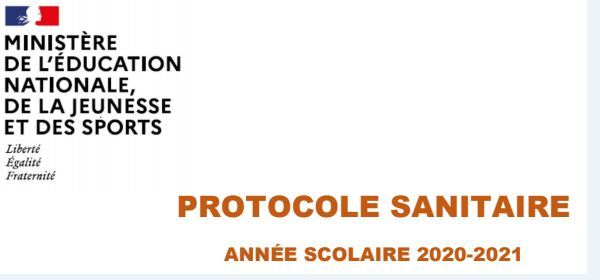 PROTOCOLE SANITAIRE ECOLES NOVEMBRE 2020