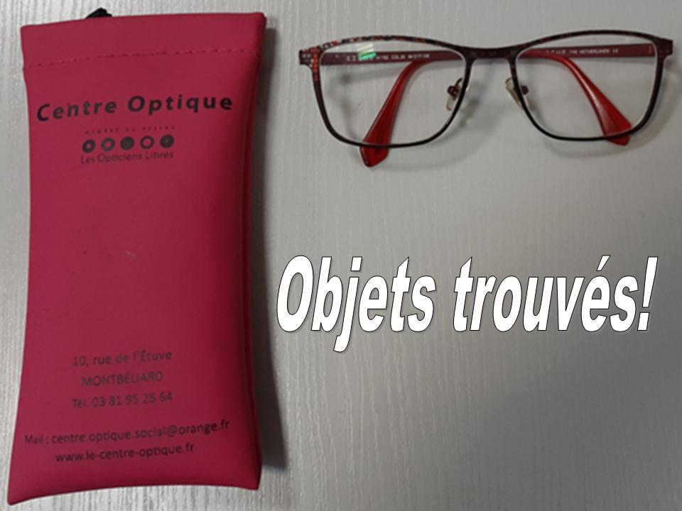 OBJETS TROUVES : UNE PAIRE DE LUNETTES