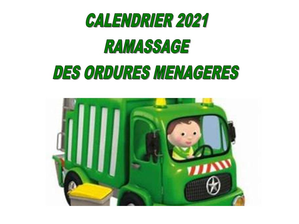 CALENDRIER 2021 DES ORDURES MÉNAGÈRES