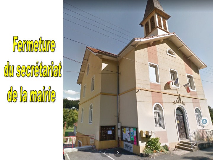 FERMETURE DU SECRÉTARIAT DE LA MAIRIE