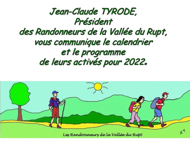 CALENDRIER ET ACTIVITÉS DES RANDONNEURS