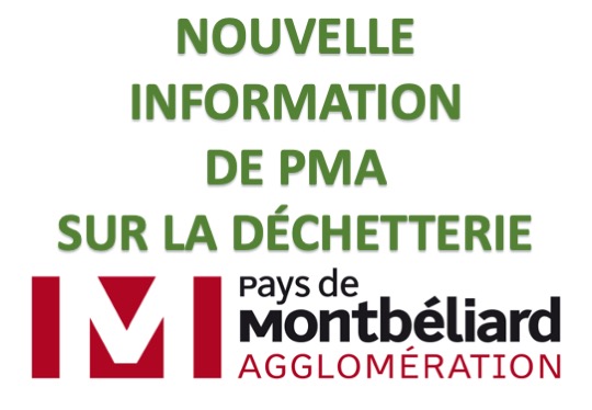 NOUVELLE INFORMATION SUR LA DÉCHETTERIE DE PMA