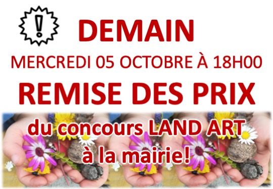 DEMAIN, REMISE DES PRIX DU CONCOURS LAND ART