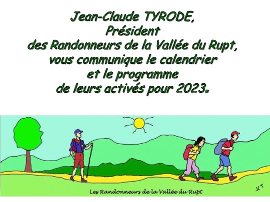 CALENDRIER DES RANDONNEURS DE LA VALLÉE DU RUPT