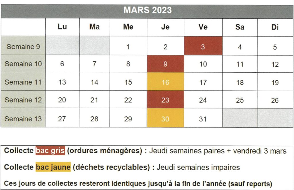 calendrier ramassage OM3