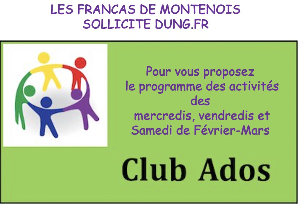 CALENDRIER CLUB ADOS DE MONTENOIS
