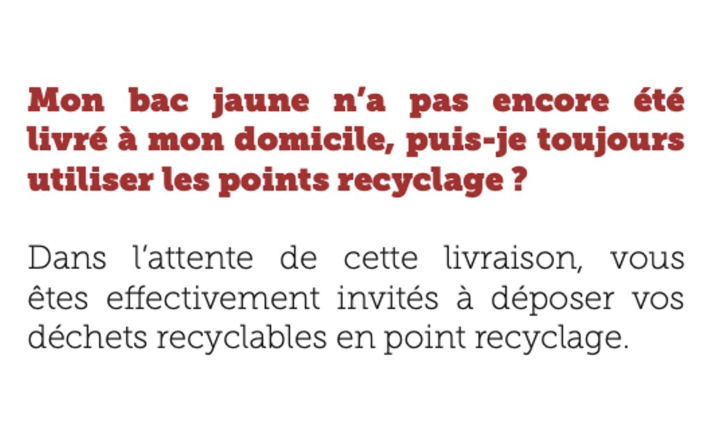 info de PMA bacs jaunes et gris collecte de mars7