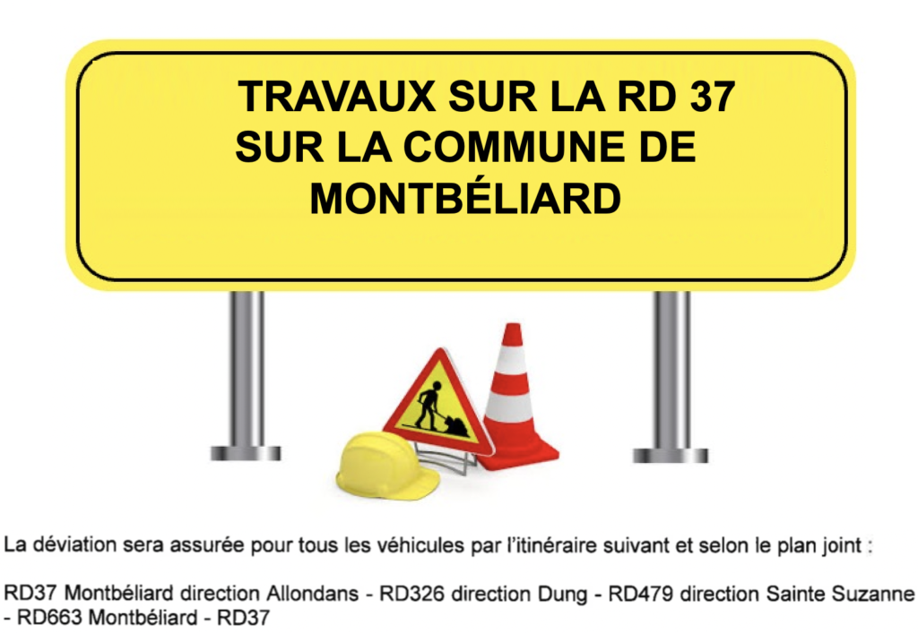 TRAVAUX SUR LA RD 37 SUR LA COMMUNE DE MONTBÉLIARD