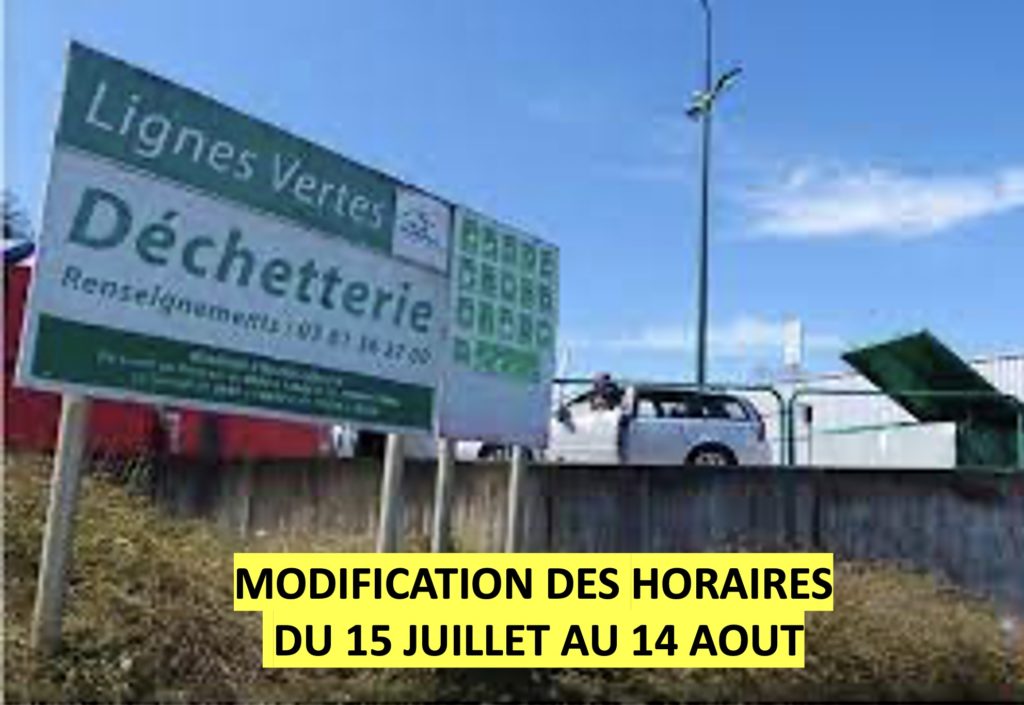 MODIFICATIONS DES HORAIRES DES DÉCHÈTERIES DE PMA