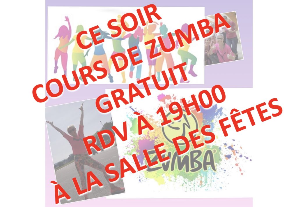 RAPPEL : CE SOIR COURS DE ZUMBA