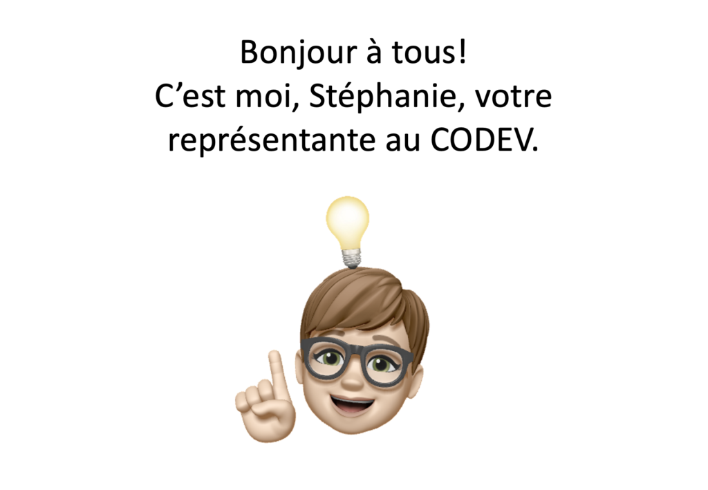 QUESTIONNAIRE DE VOTRE REPRÉSENTANTE AU CODEV