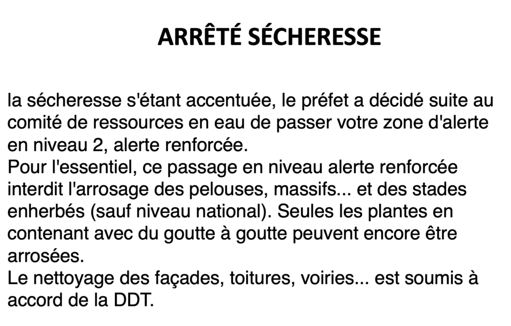 arrêté préfectoral restriction d'eau2