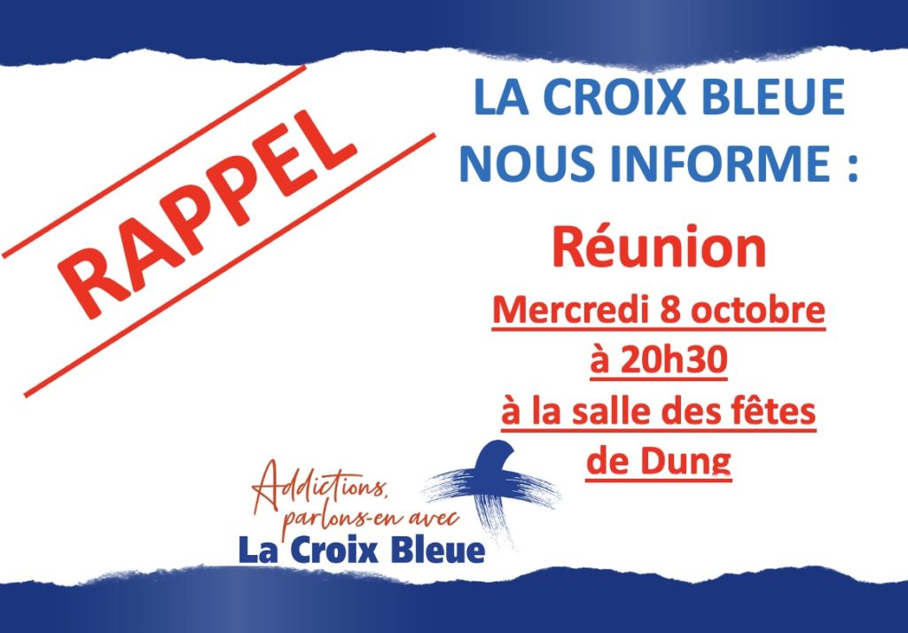 RAPPEL : RÉUNION CROIX BLEUE